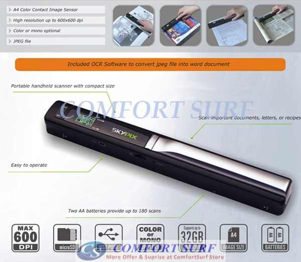 600dPi Mini Portable SkyPix Handheld / Cordless Color Scanner printer 600dPi Mini Portable SkyPix Handheld / Cordless Color Scanner printer